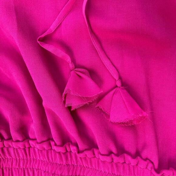 MISA Leeva Pink Ruffle Mini Dress Romantic Boho Coquette Cottagecore Vacation - Picture 16 of 16